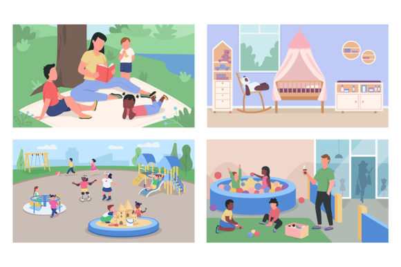 Childcare and Daycare Illustration Set: Graphics and Illustrations for Sellers