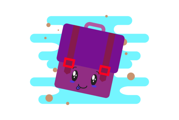 School Bag Cute Kawaii Clipart: A Versatile Graphic Design Asset for Branding and Marketing