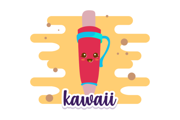School Ballpoint Kawaii Clipart: A Cute Graphic Asset for Crafters