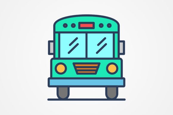 School Bus Line Filled Icon: A Versatile Graphic Design Asset for Crafters