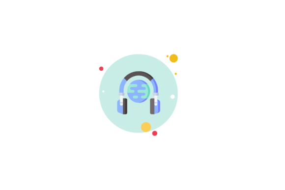 School Icon Headset Learn Circle Blue: A Versatile Graphic Design Asset for Local Branding