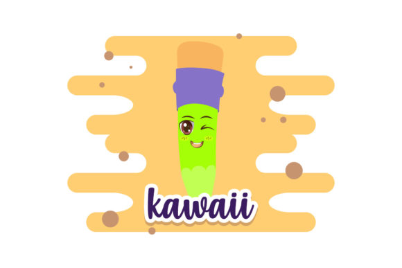 School Pencil Character Kawaii Clipart: A Versatile Graphic Design Asset for Modern Branding