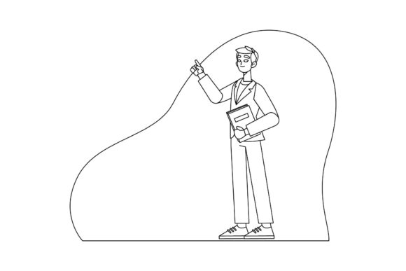 Teacher Man Illustration Line Style: A Powerful Graphic Design Asset for Bloggers and Publishers